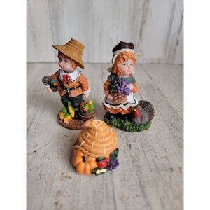 Rustic Pilgrim bounty thanksgiving figure fall set decor cornucopia